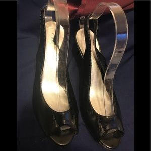 SALE 3/$18 - 
Fioni Black Patent Open Toe Heel Shoes 8.5